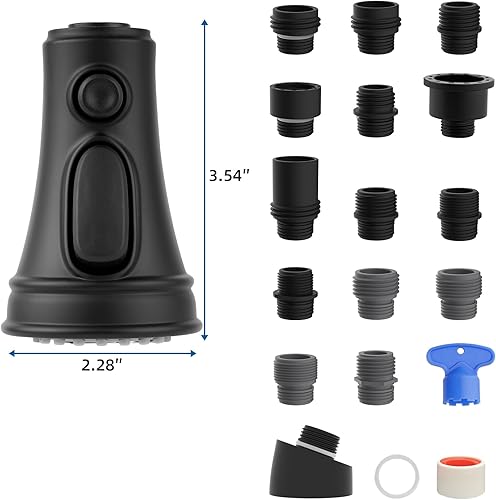Vista 60 de Hibbent Reemplazo de cabezal de grifo de cocina extraíble, boquilla de cabezal rociador de cabezal de grifo de fregadero de cocina de 3 funciones