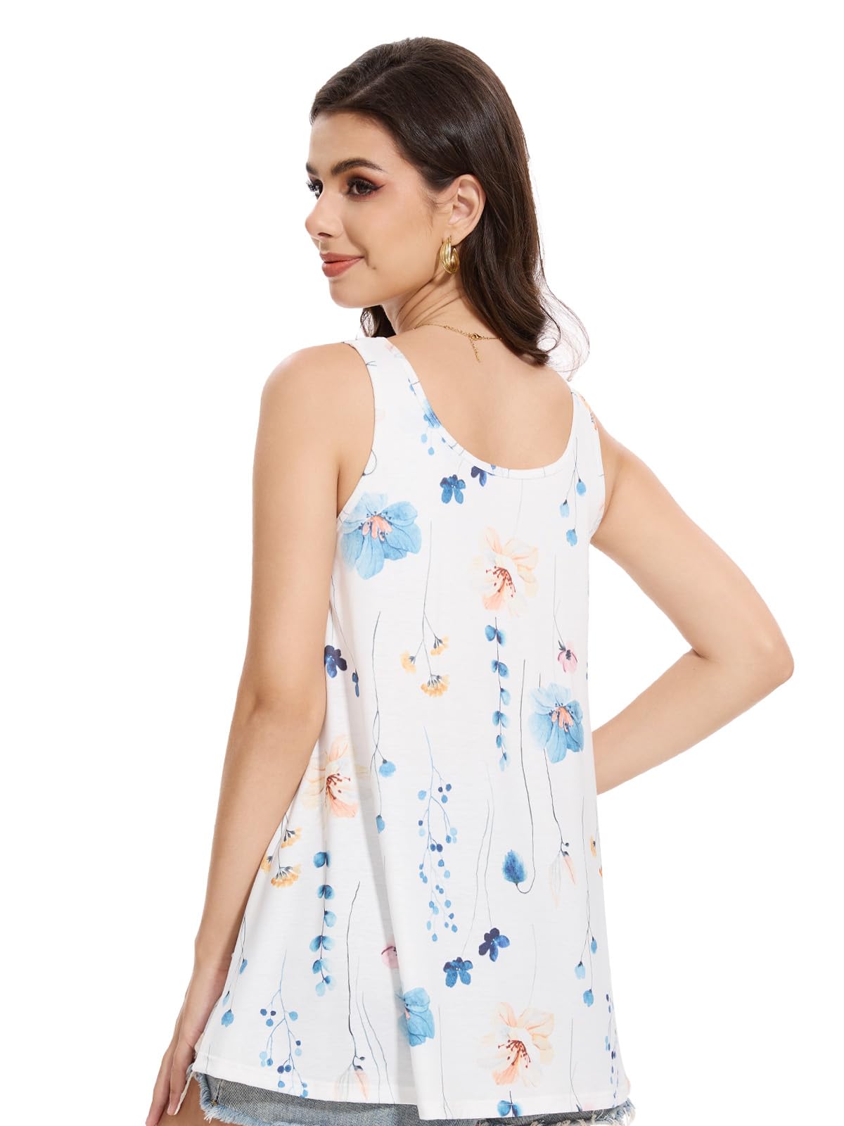 Knuffnee Canottiera da donna con reggiseno integrato, vestibilità larga, senza maniche, taglie S-XXXXL