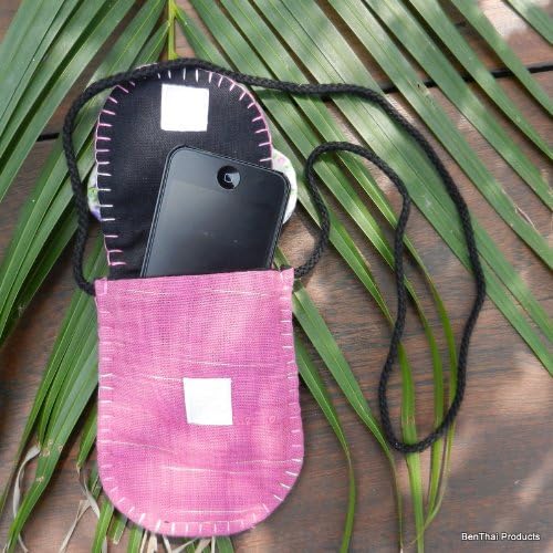 BTP! Adorable Handmade Cotton Elephant Credit ID Card Case Holder Coin Pouch with Neck Strap for Cellphone iPhone iPod Smartphone in Pink PO4 image 4