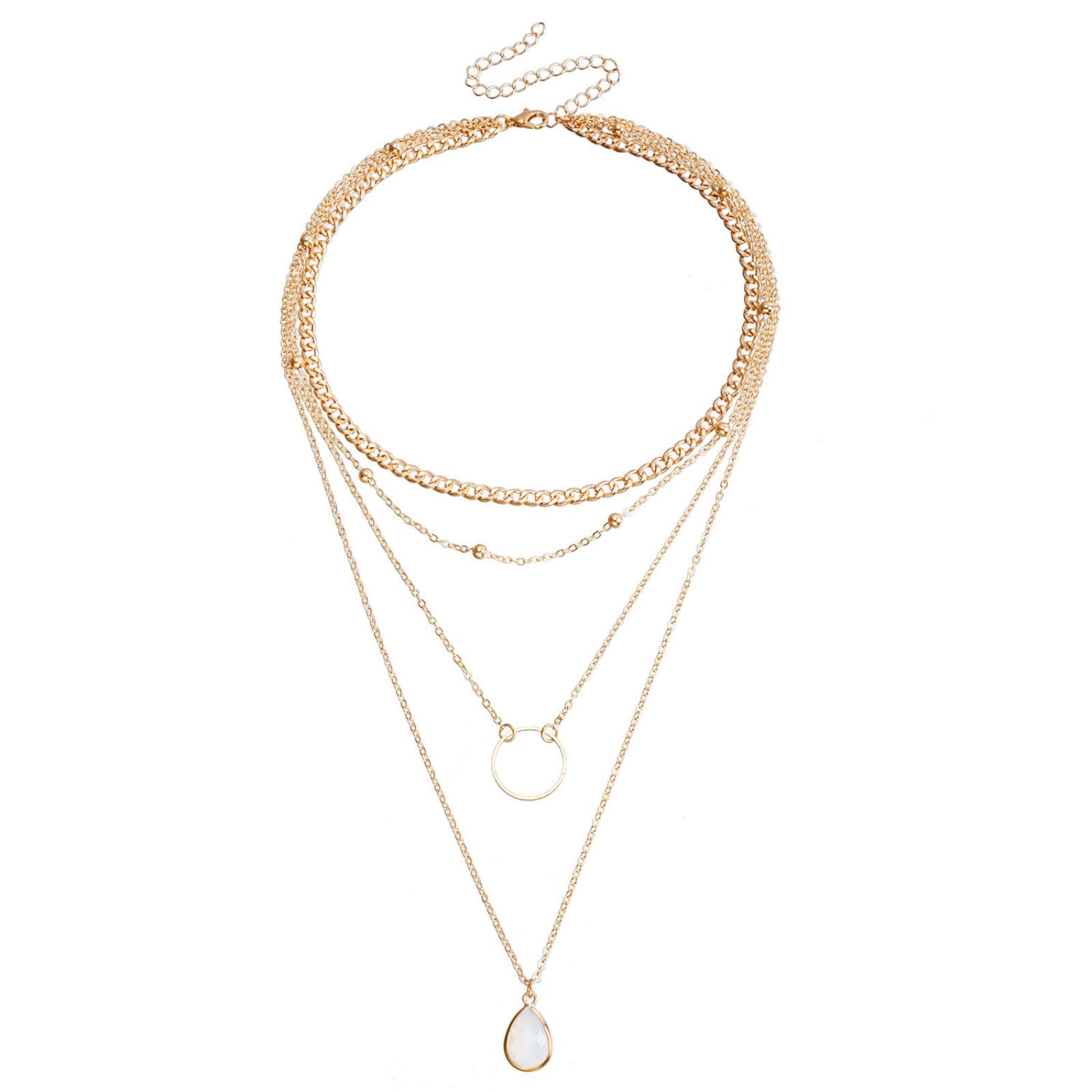 Collier strass multicouche anti-torsion pour décolleté plongeant - 6