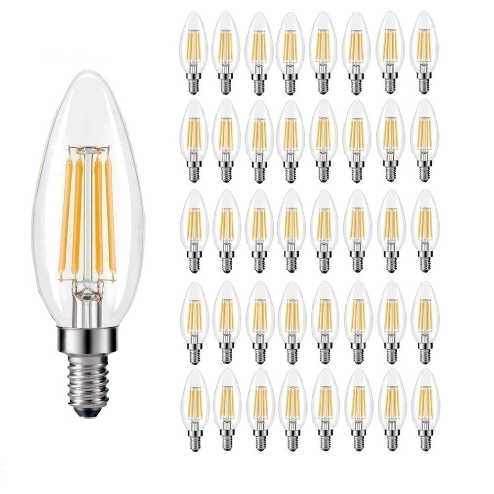 fengyan Casa bombillas, Paquete de 40 bombillas de filamento LED E14 220V C35 4 chips lámpara de vela LED luz decorativa vintage for el hogar Familiar Lámpara