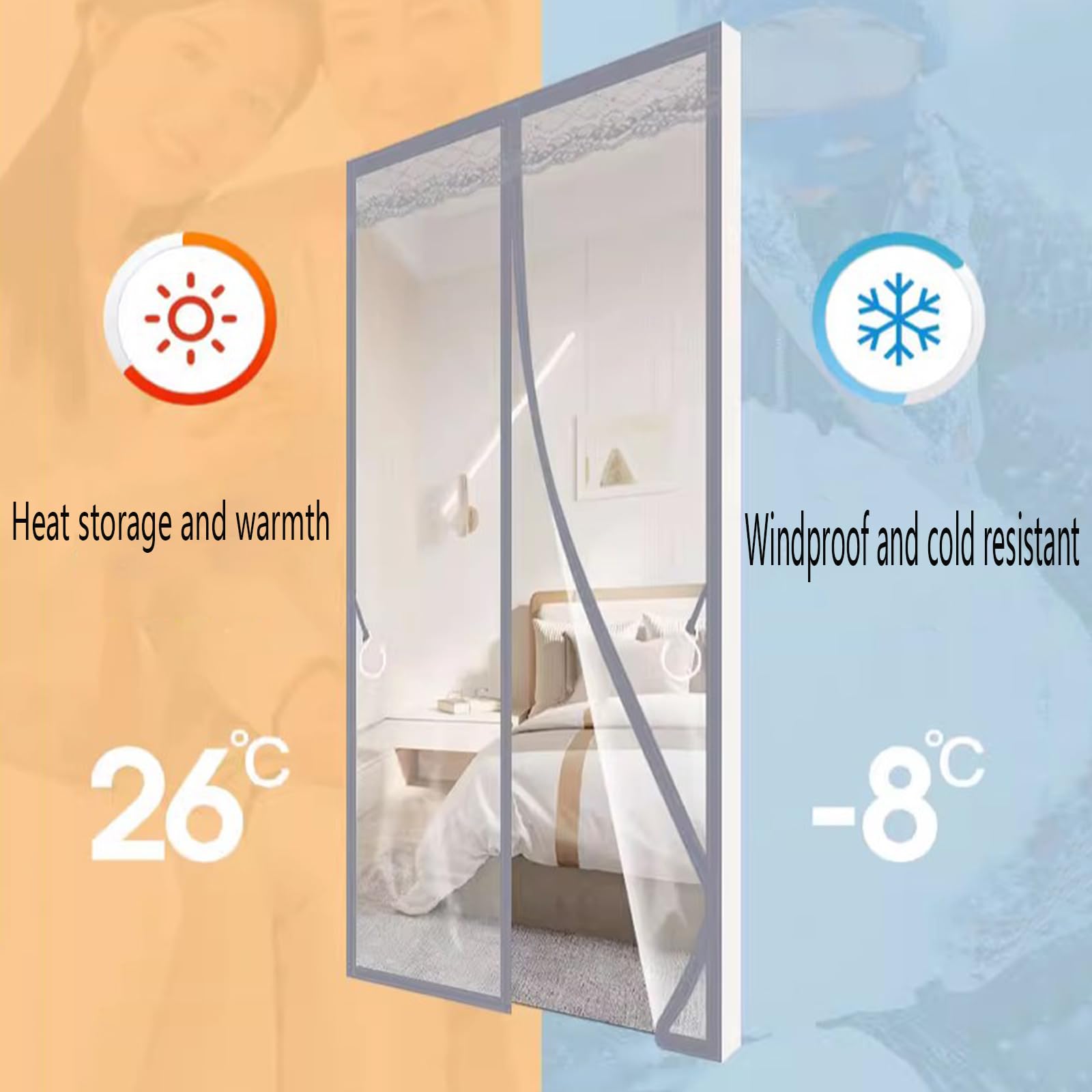 Cortina Magnética de Aislamiento Térmico para Puertas,Transparente EVA Cortina de Puerta Térmica,protección Contra El Frío Cocina Puerta de Protección per Exterior,ancho X Alto (200cm x 220cm)