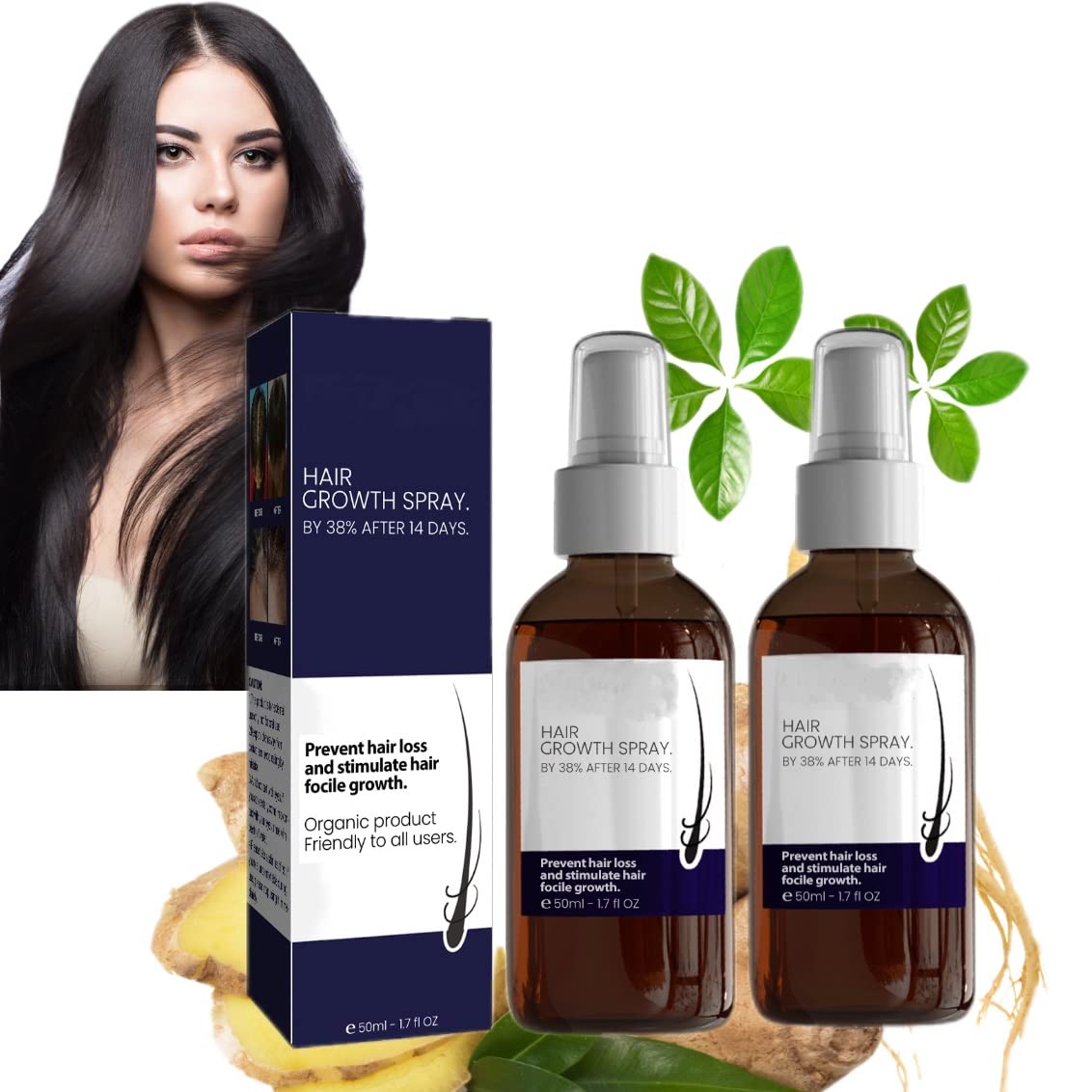 2PCS HairGrowth Formula Serum, 4500 Hair Growth, Ginseng Hair Regrowth Serum, Promotes Thicker, Stronger Hair for Men Women