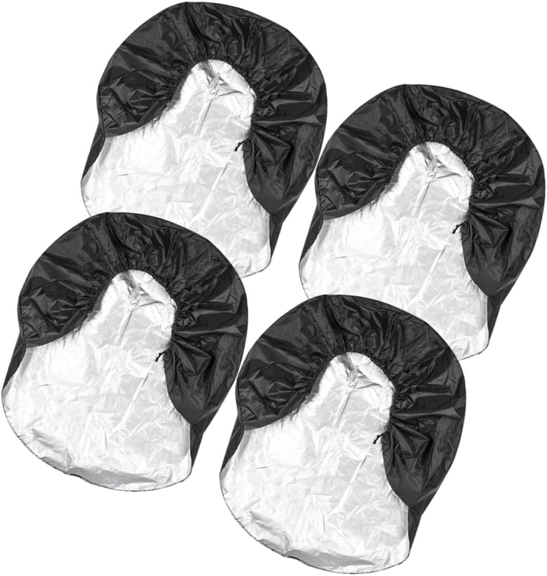 4pcs Rv Spare Tire Cover 190t Polyester Taffeta Black Protection