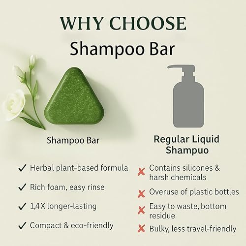 Miniatura 5 de Nature Triangle - Barra de champú Nature Seve, champú de jabón verde, barra de hierba Usman, calmante y fortalece el cabello para mujeres y hombres