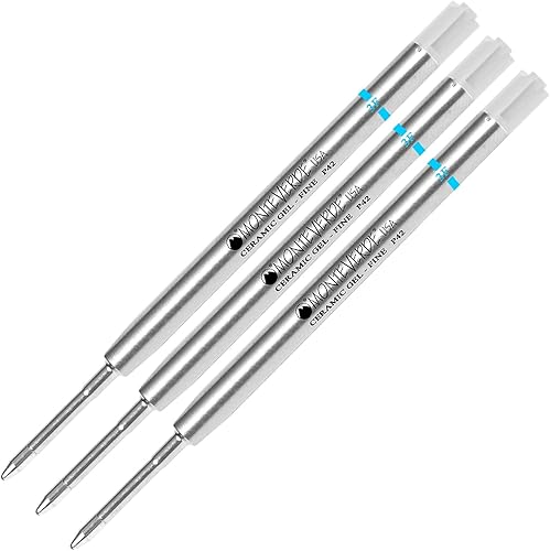 Lanier - Paquete combinado de 3 unidades, repuesto de tinta Monteverde® Ceramic Gel™ P42 sin tapa compatible con la mayoría de bolígrafos estilo