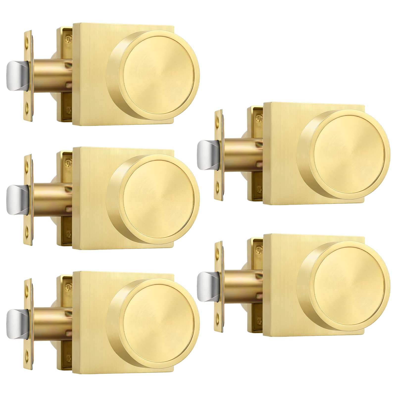 Goldenwarm Passage Brushed Gold Closet Door Knobs Interior, 5 Pack