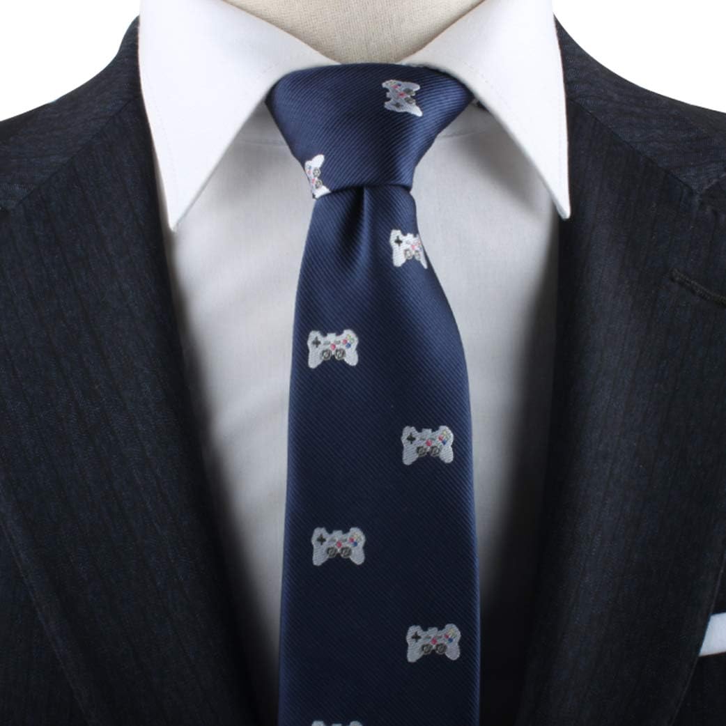 AUSCUFFLINKS Video Gamer Ties | Esports Computer Games Neckties for Men | Woven Skinny Neckties | Present for Video Gamer | Bday for Guys