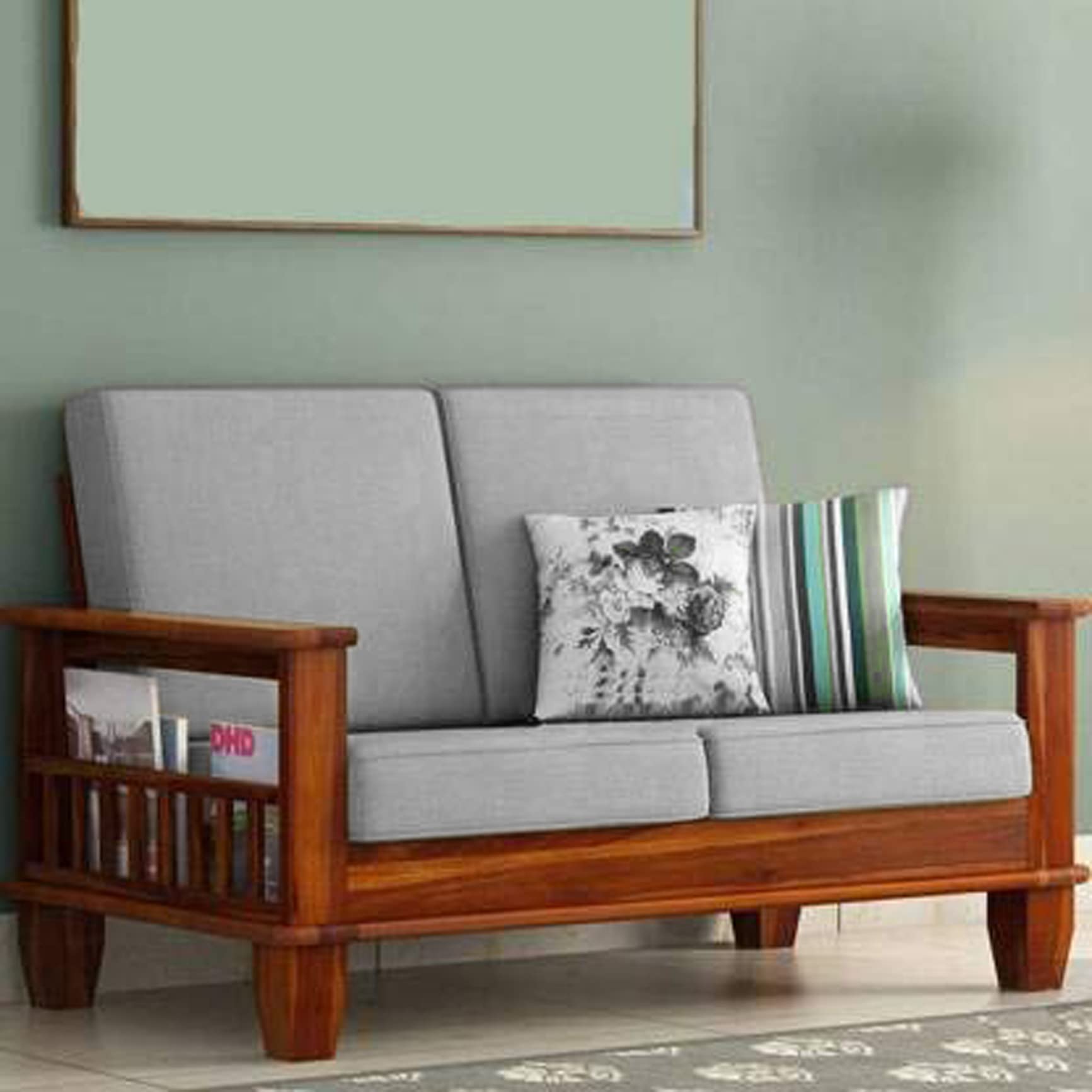 Buy WOODENIO Standard Solid Sheesham Wood Sofa Set 2 Seater Living Room