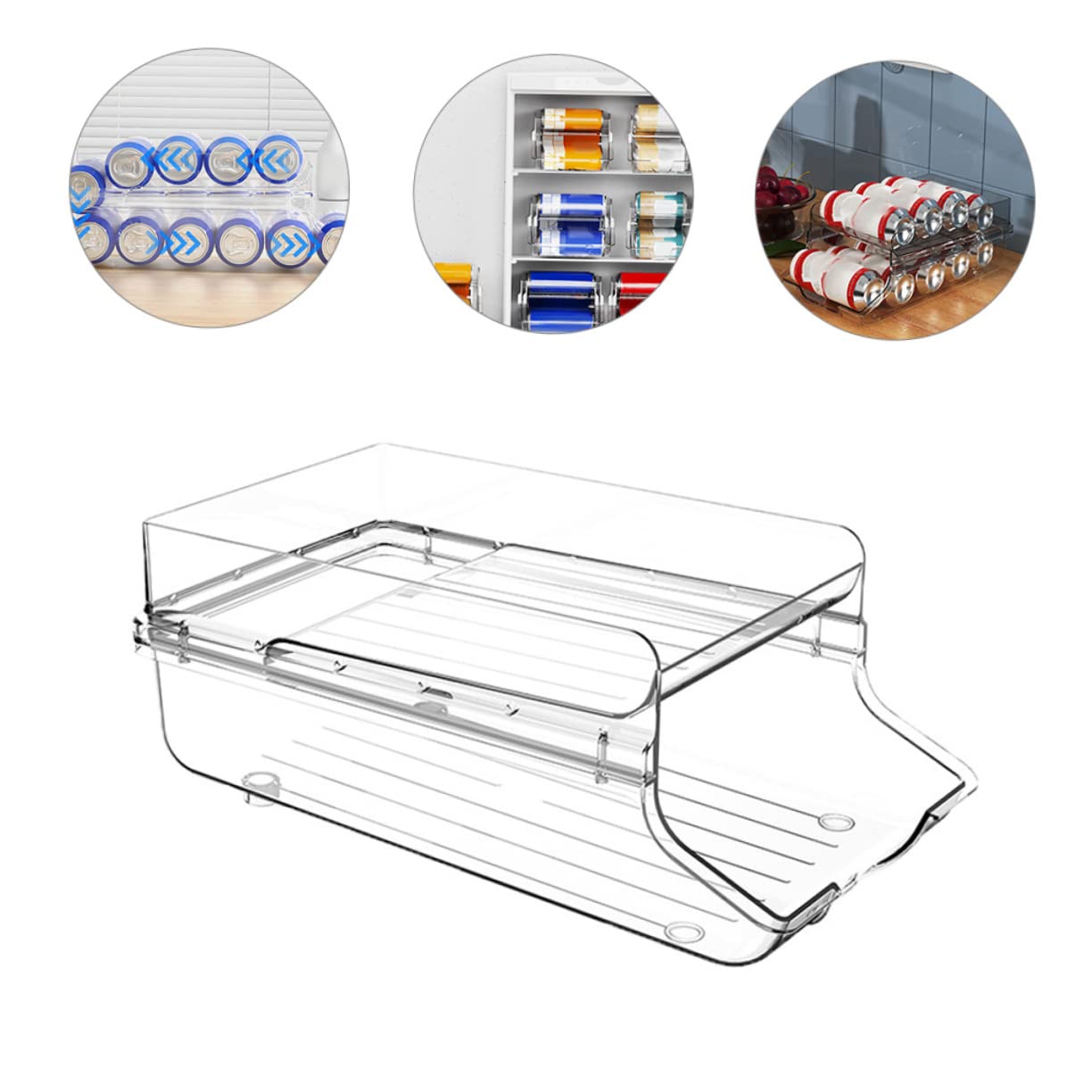 MAGICLULU Dispensador de Latas Doble Capa Transparente de Plástico 1 Pieza | Organizador de Bebidas para Cocina y Rv, Diseño Resistente que No se Dobla Rompe, Conserva Frescura