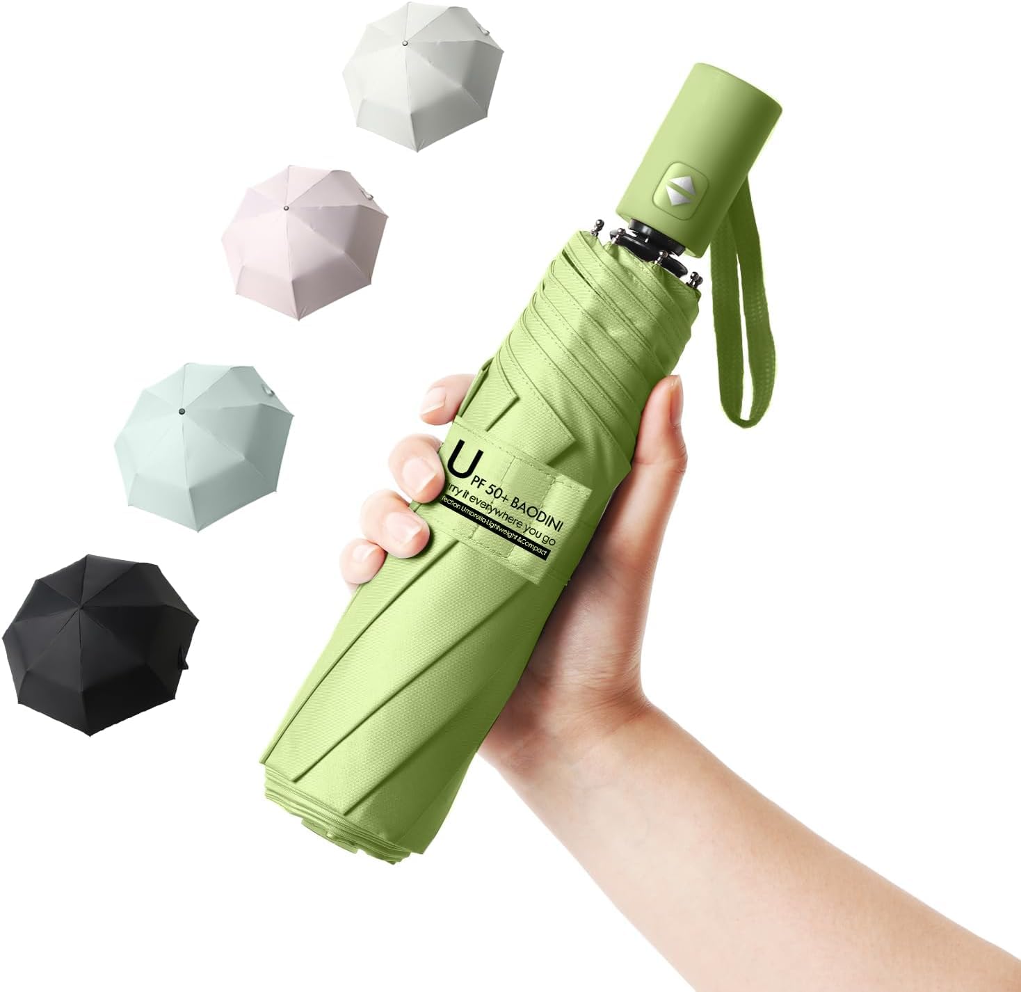 tekcool Small UV Protection Travel Umbrella Compact for Rain and Sun UPF 50+ 41 inch Portable Umbrella for Women and Men(Pista)-picture-47