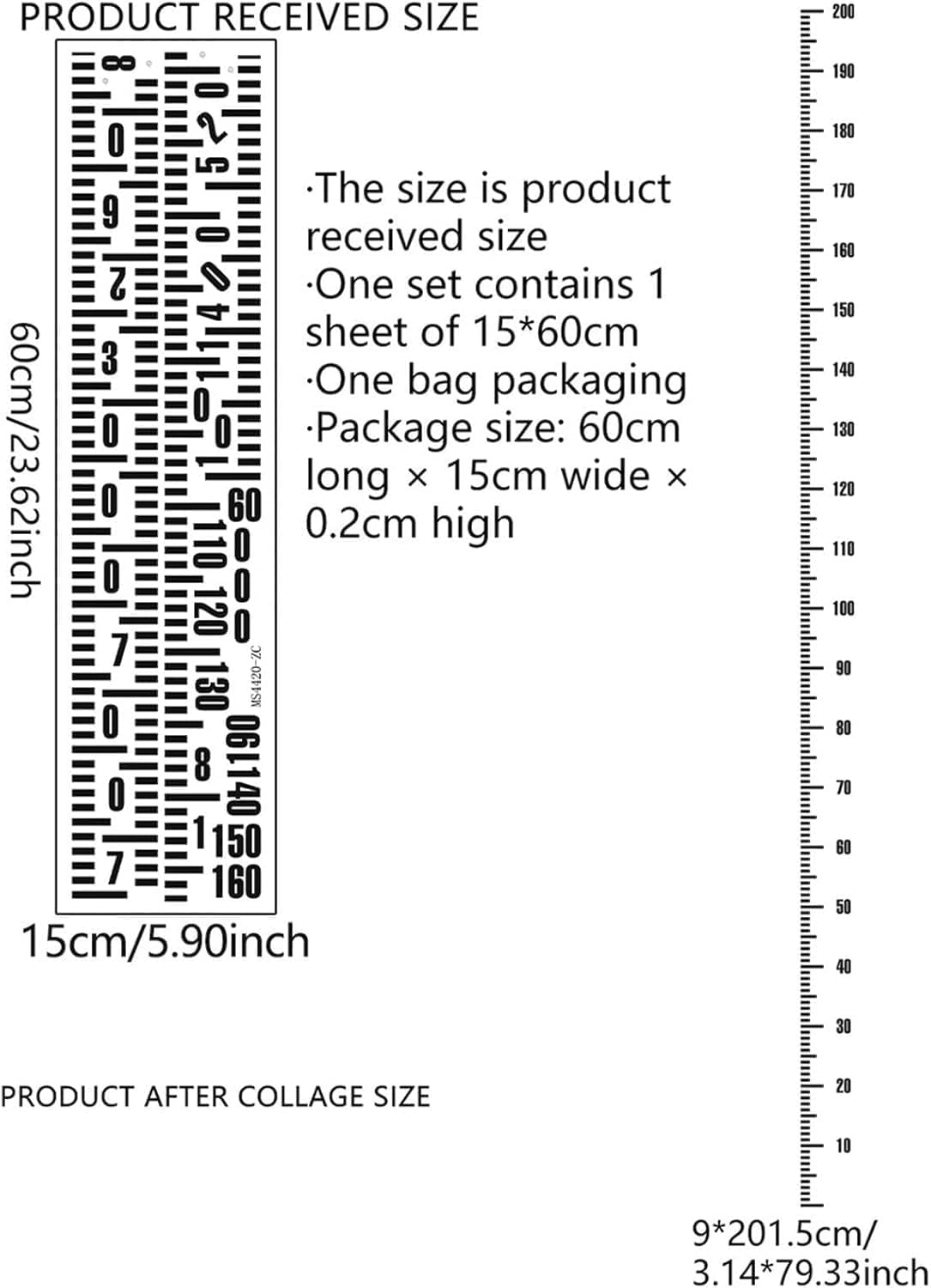 ORBITORA Kids Growth Chart Wall Sticker- Height Measurement Wall Decal for Nursery & Bedroom - Removable & Waterproof(Up to 200cm) 3