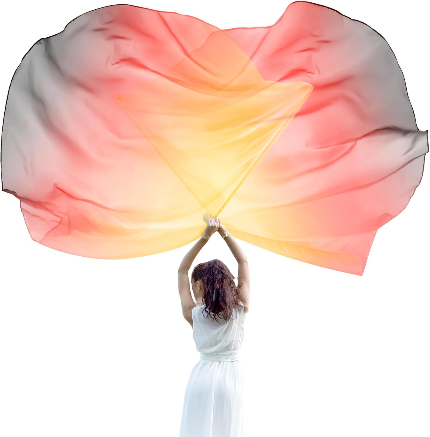 Jetec 2 Pcs 74"x55" Worship Flags for Dance Church Praise Dance Flag with Flexible Rod Semicircle Angel Wing for Outdoor Stage Performance Religious Activities(Red,Solid Color)