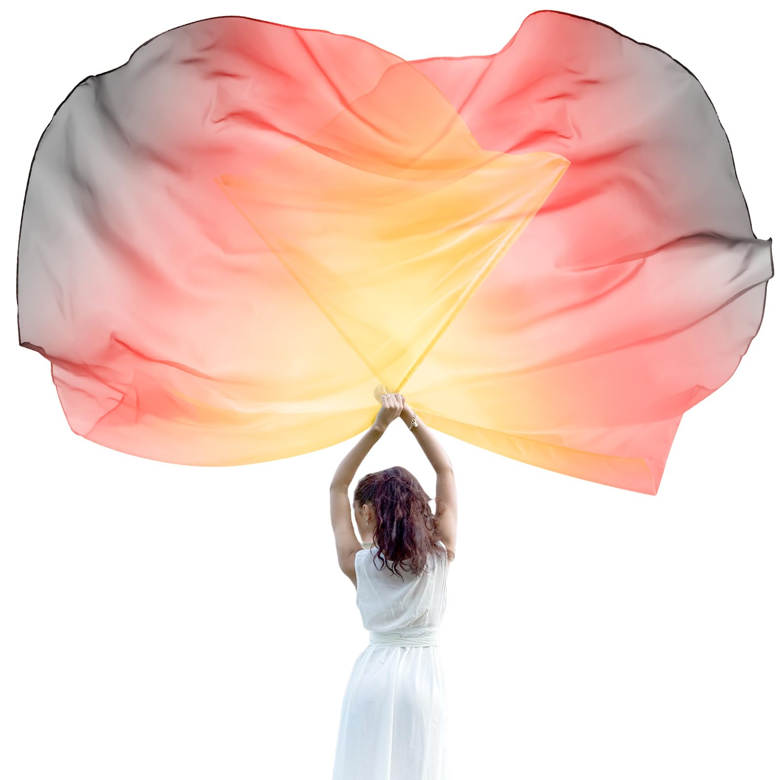 Jetec 2 Pcs 55" Worship Flags for Dance Church Praise Dance Flag with Flexible Rod Semicircle Angel Wing Design for Outdoor Stage Performance