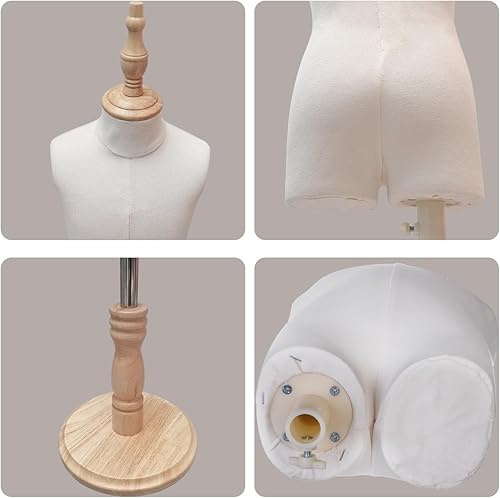 Miniatura 5 de KTMANEQ Maniquí de forma de vestido para niños con soporte de madera para ventana de ropa (S(2-3 años))