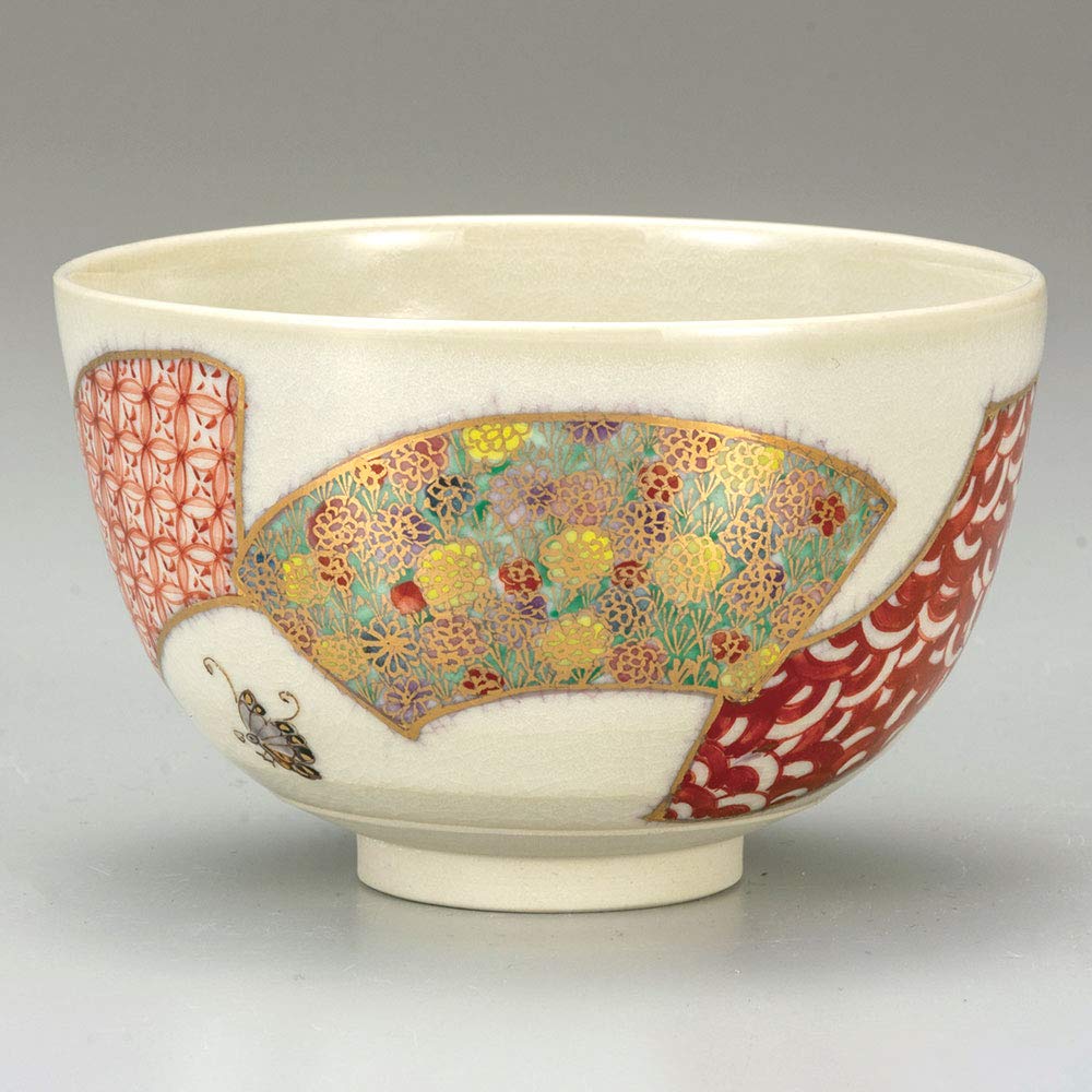 九谷焼 陶苑 抹茶碗 銘 陶印 花紋 陶器 茶器 茶道具 伝統工芸品 共箱