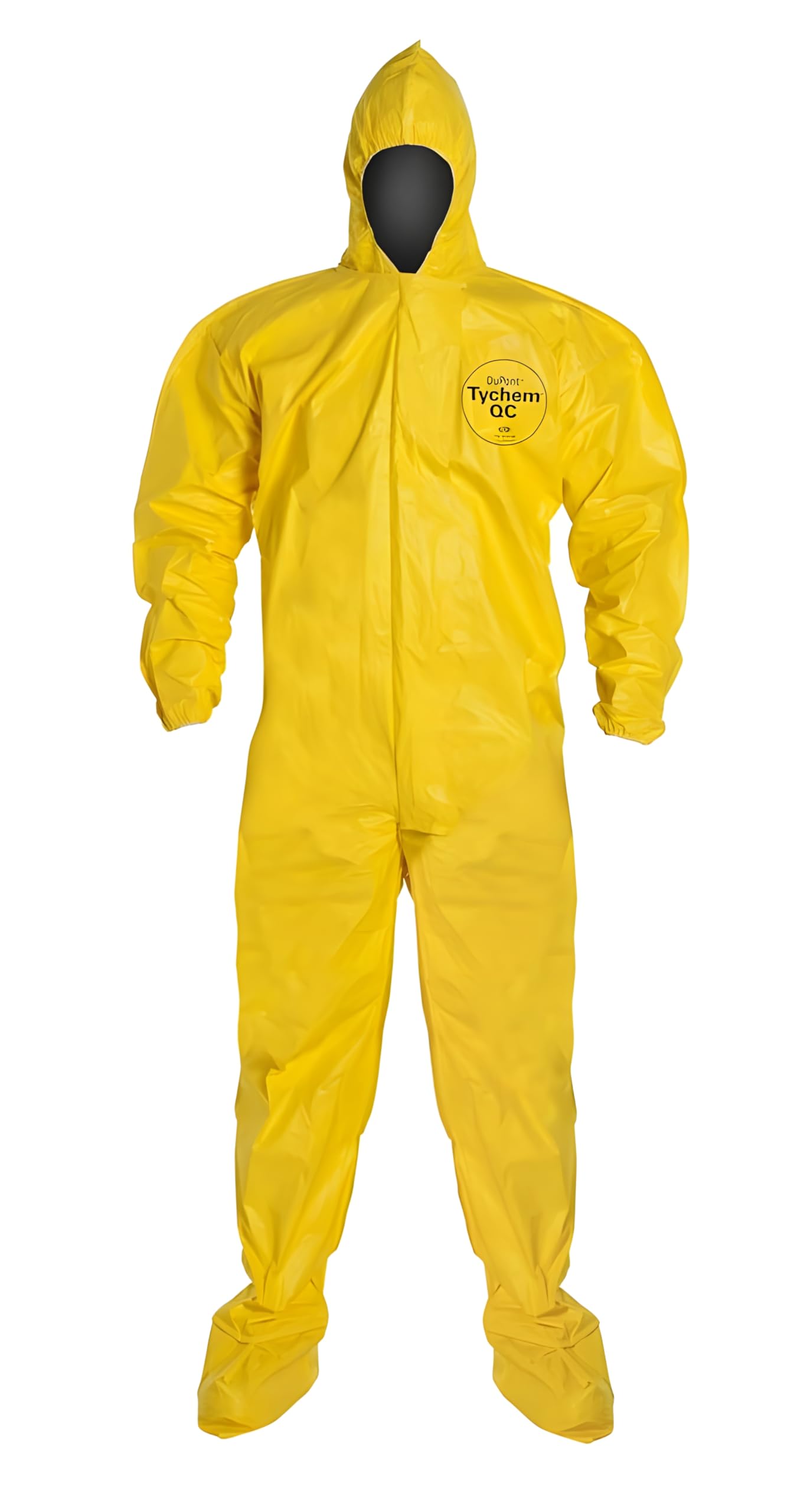 DuPont Tychem 2000 QC127B Disposable Chemical Resistant Coverall with Hood, Elastic Cuff and Bound Seams, Yellow, X-Large (Pack of 12)