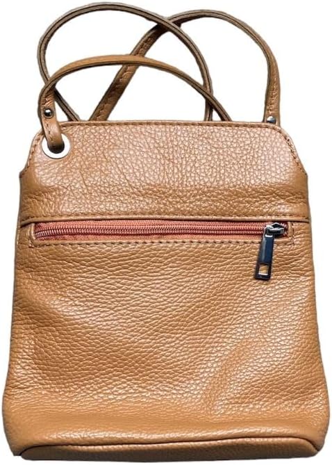 Fina Italian Leather Mini Crossbody Bag – Slim Travel Purse with Secure Zipper Pockets for Wallet, Phone, Passport | Slim Travel Purse, Wallet, Phone, Passport, Made In Italy, Genuine Leather