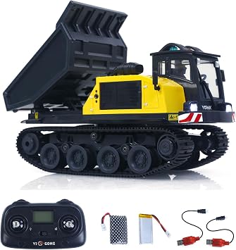 TOUCAN RC HOBBY 1/50 T14R RTR Electric RC Crawler Dump Truck Upgraded Ver. Alloy Construction Vehicle Tracked Tipper Finished Model Lights Sounds Unit Gift Case for Adult Hobby