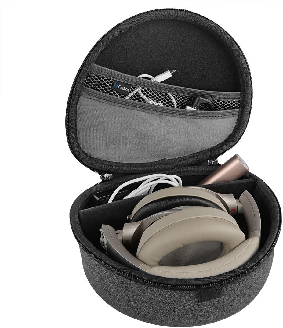 Geekria Shield Case Compatible with Sony WH-H900N, WH-H910N, WH-XB900N, WH-1000XM4, WH-1000XM3 Headphones, Replacement Protective Hard Shell Travel Carrying Bag with Cable Storage (Dark Grey)