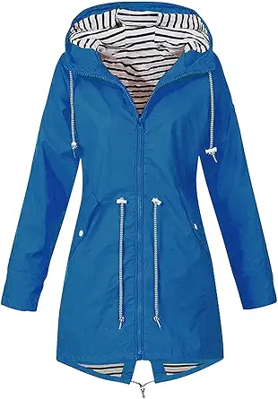 OIOLOYJM Yellow Rain Jacket Womens Waterproof with Hood Light Weight Jackets for Women Casual Fall Winter Plus Size Raincoat