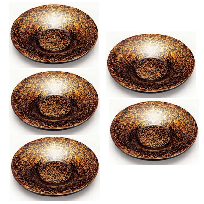 Amazon.co.jp: 会津漆器 金虫4.5 朝顔茶托揃 手塗り(木箱5枚入 