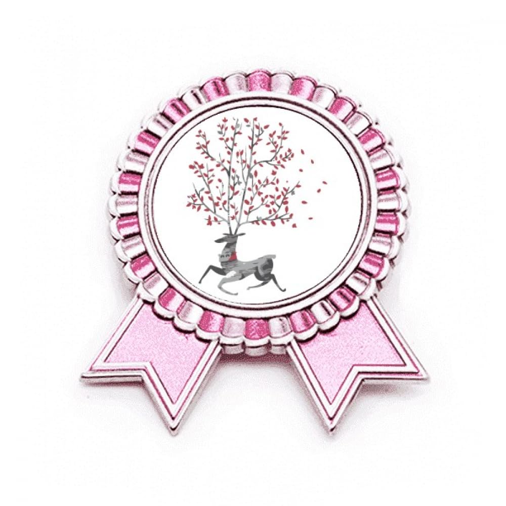 Broche renne rose peinte à la main en métal taille M