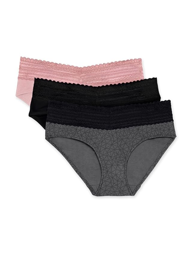 Warners Womens Blissful Benefits Dig-Free Comfort Waist with Lace Cotton Hipster 3-Pack Ru2263w