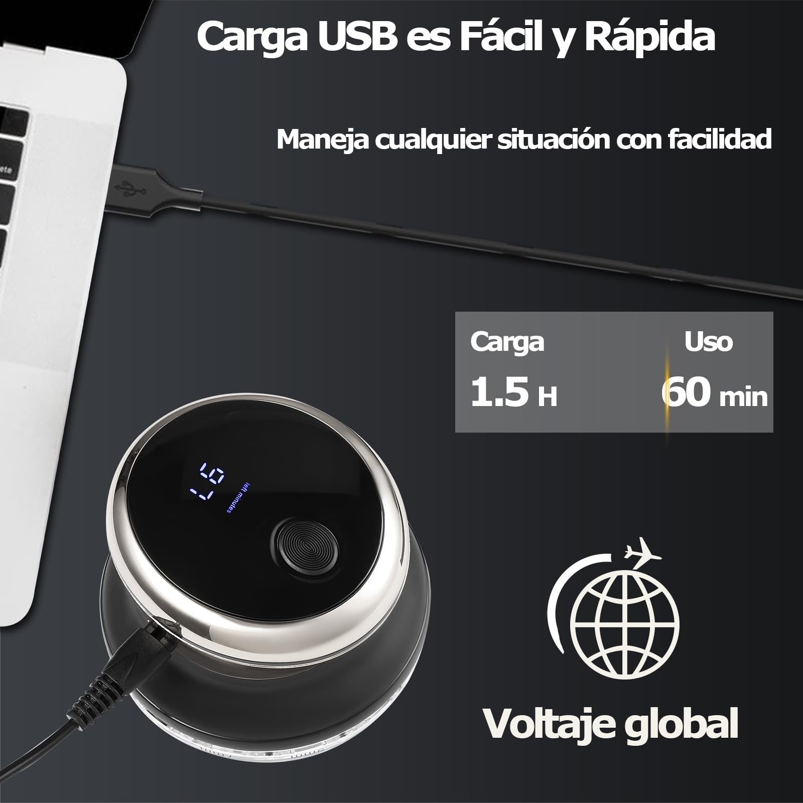 KEMEI Cortapelos para hombres, recortadora de pelo circular inalámbrica | kit de corte de pelo, pantalla LED recargable
