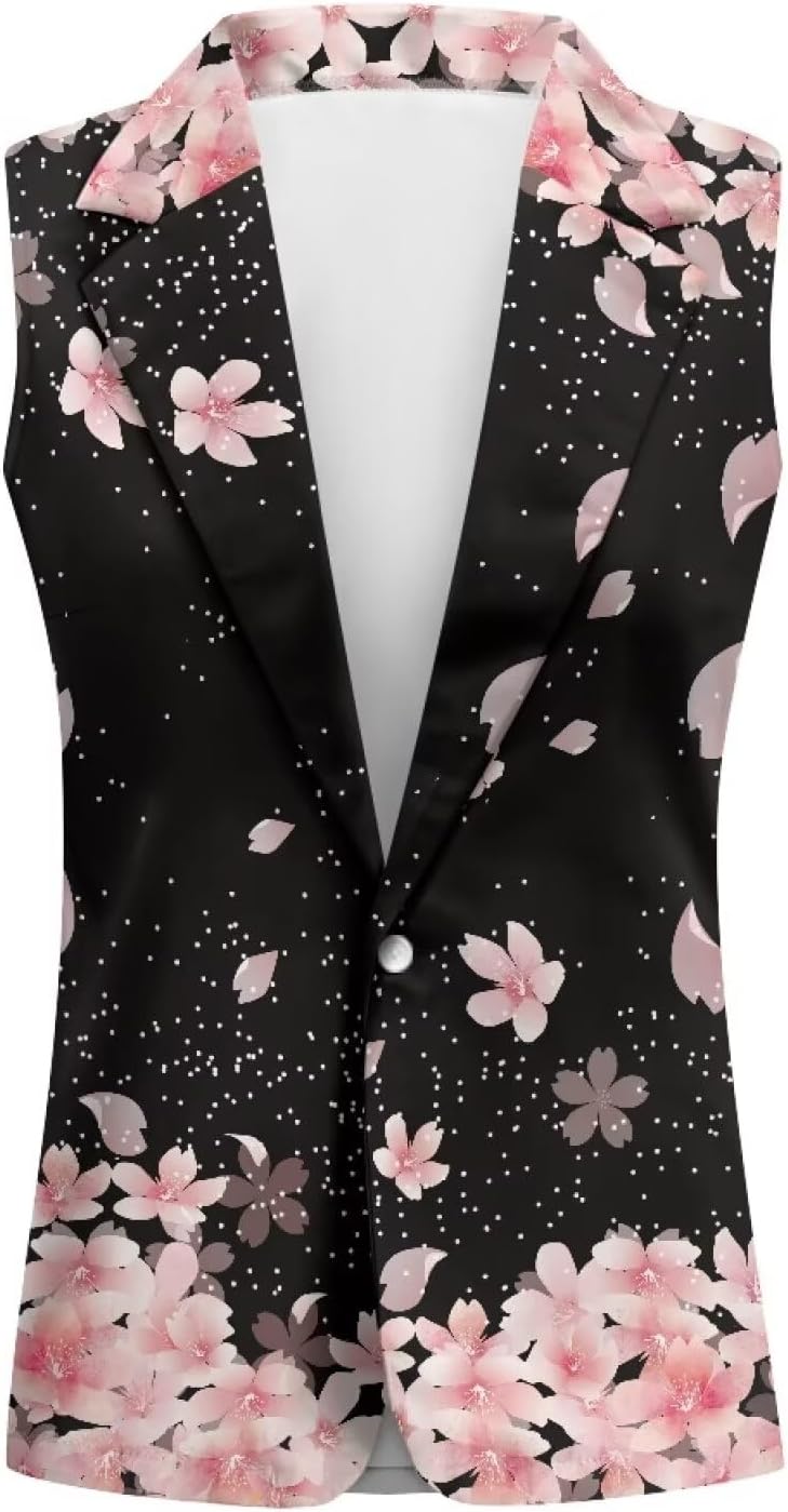 Biyejit Women Sleeveless Blazer Vest Spring Casual Open Front Lapel V Neck Office Waistcoat Long Vests Button Suit Vest