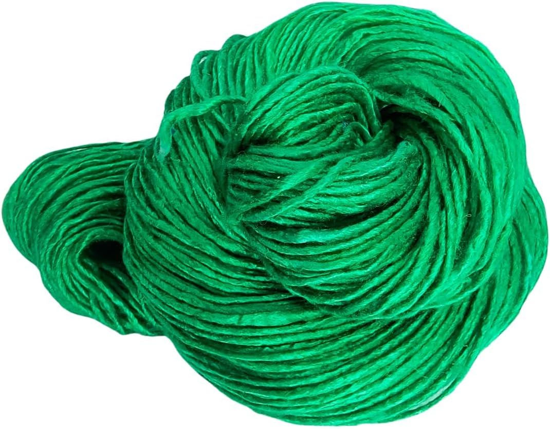 Knitsilk Top Yarn-Mulberry Silk Roving Yarn in Shades of Green | Hand Tie & Die | 225 Yards carded Pure Silk (Pack of 1) (100 Gram)