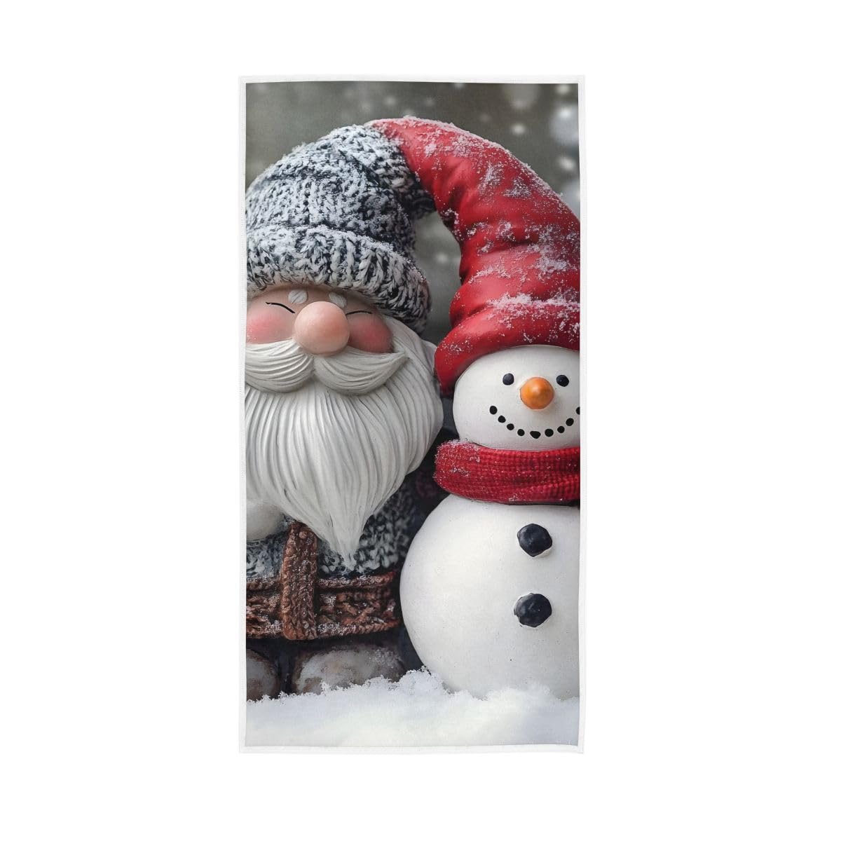 LSRCPD Winter Cute Gnome and Snowman Hand Towel Soft Washcloths Spa Towels 15 x 30 Inch