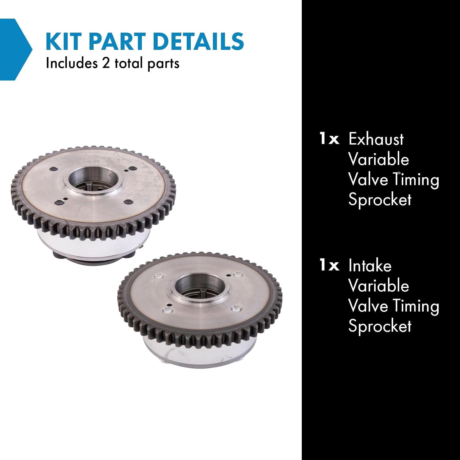 TRQ Variable Valve Timing Sprocket Set Intake & Exhaust Compatible with 2011-2013 Hyundai Elantra 2012 Kia Soul
