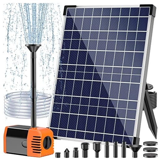 Antfraer Solar Water Fountain Pump Outdoor, 25Watt Solar Water Pump Kit with 410GPH Submersible Adjustable Flow, Solar Pond Pump 6.6FT Tubing for Garden, Fish Ponds, Waterfall, Fountain, Hydroponic