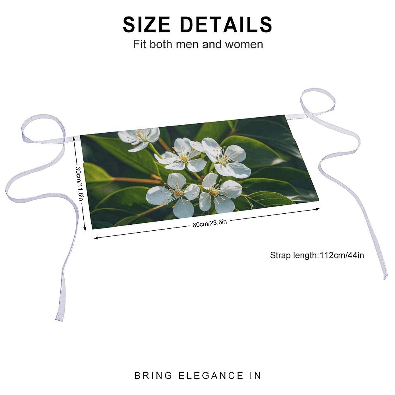 DJUETRUI White Natural Green Branch Adjustable for Women Men with Pockets Extra Long Lab Apron Butcher Apron Oxford Cloth Cotton Apron for Kitchen Cooking Baking