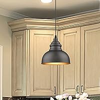 Vista 5 de Farmhouse Mini Pendant Lighting Over Island, Industrial Adjustable Height Ceiling Light Fixture, Bronze Round Hanging Fixture for Dining Room