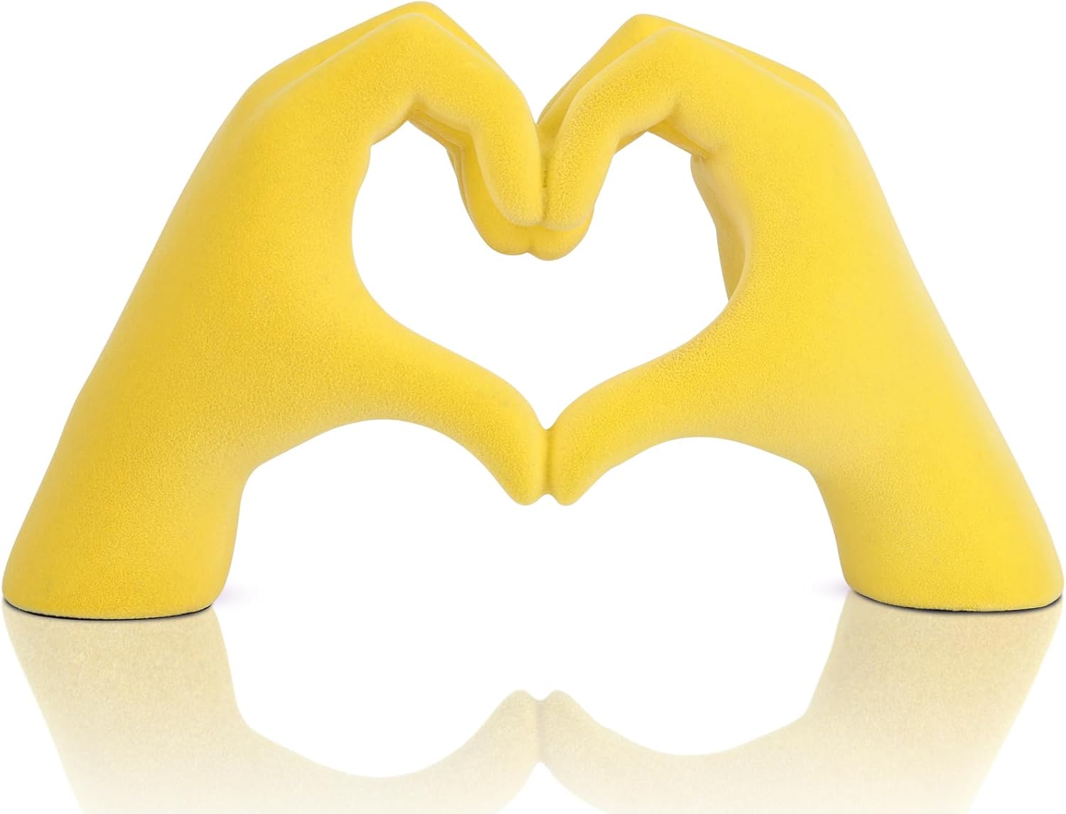DOVDOV Yellow Heart Hand Sculpture, Heart Hand Statue Home Decor Aesthetics, Suitable for Bookshelf Console Table Office Entrance Decoration Bohemian Wedding Decoration and Small Ornaments.