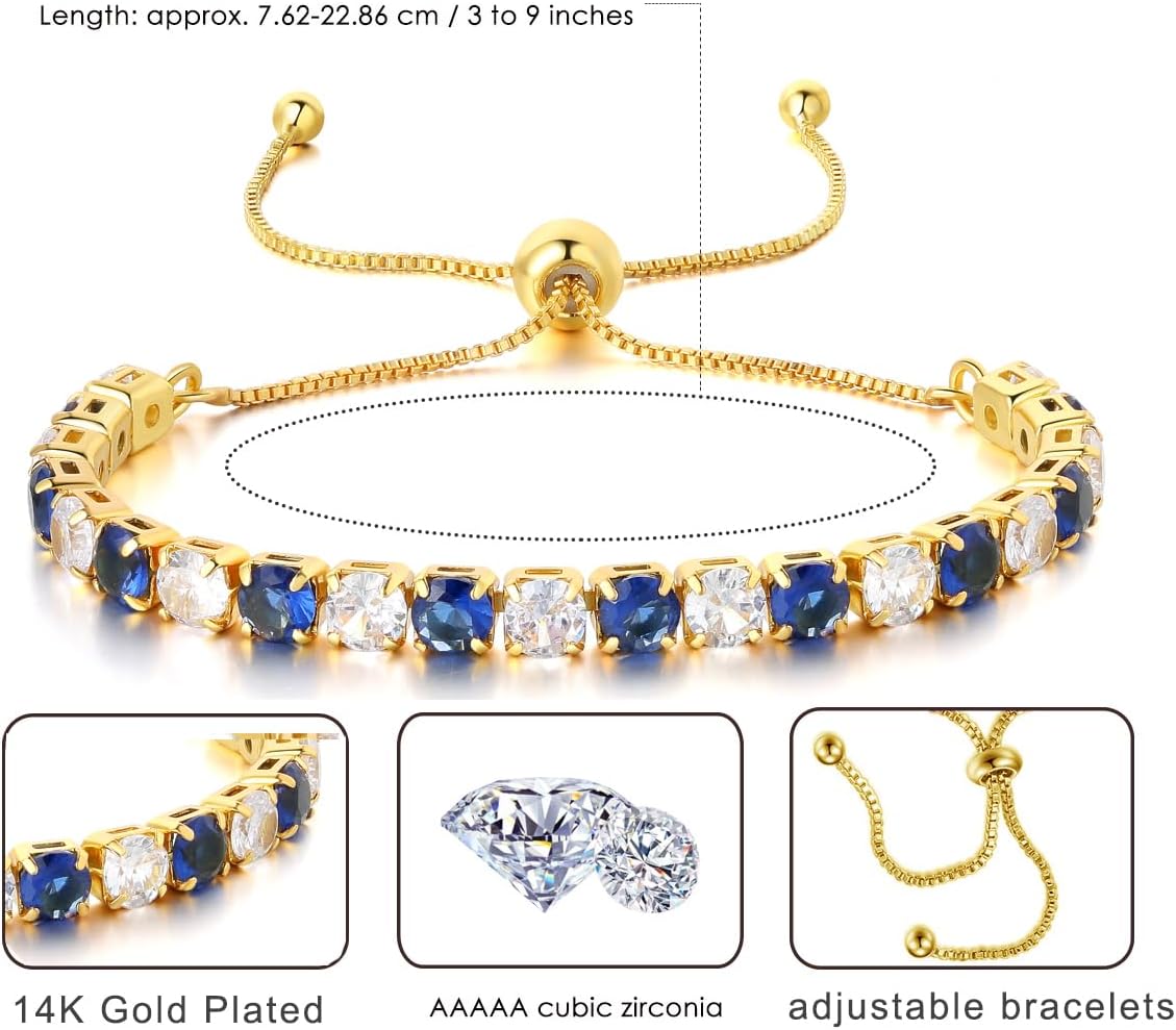 GW Tennis Bracelet for Women Adjustable Slider 14K Gold Plated 4mm Cubic Zirconia Tennis Bracelet Classic Bracelet Fashion Jewelry for Women - Image 5
