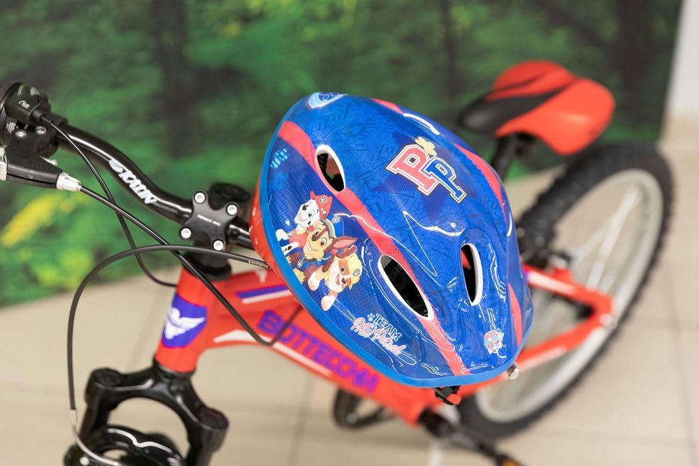 TataWay - Casque de vélo Enfant, Graphique Paw Patrol, Réglable 52-56 cm, Fermeture à Clip, Bleu, Taille 52-56 cm, Plastique