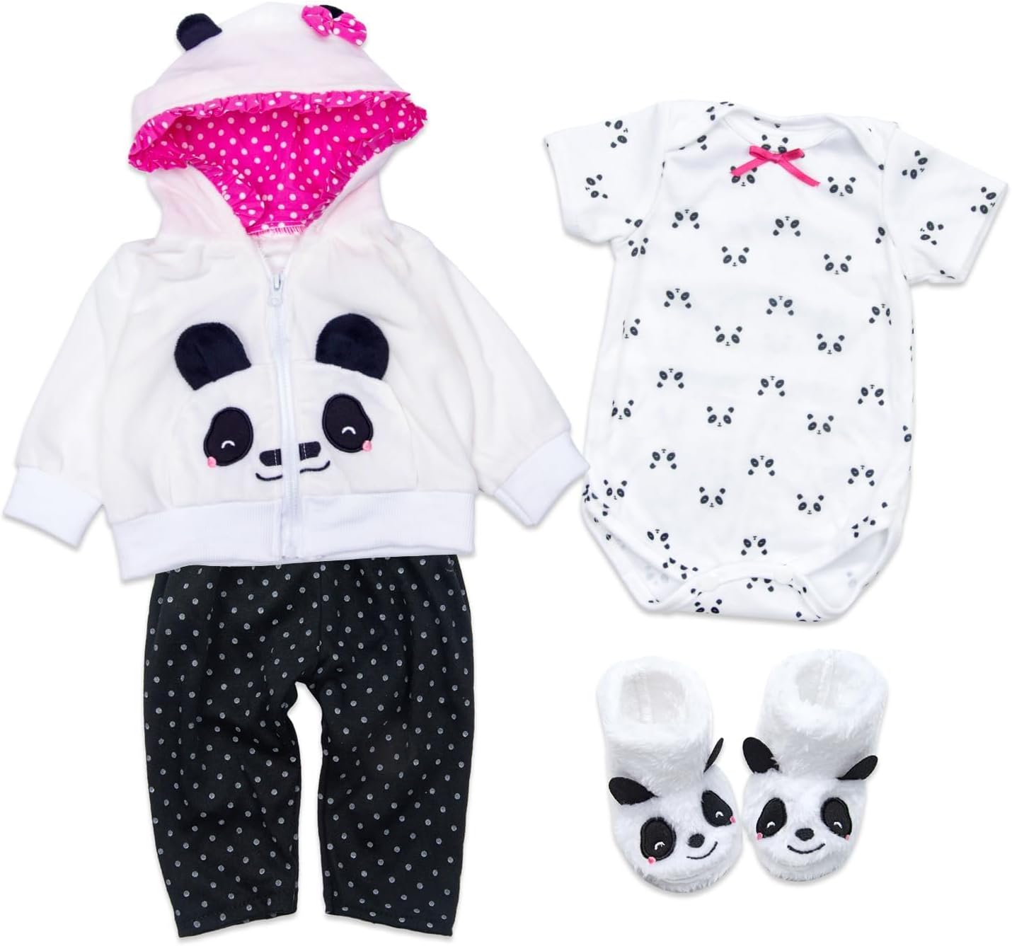 Reborn Baby Doll Clothes for 20-22-23 inch Babydolls 4pcs Reborn Doll Clothes Girl&Boy Panda Outfit Newborn Baby Accessories