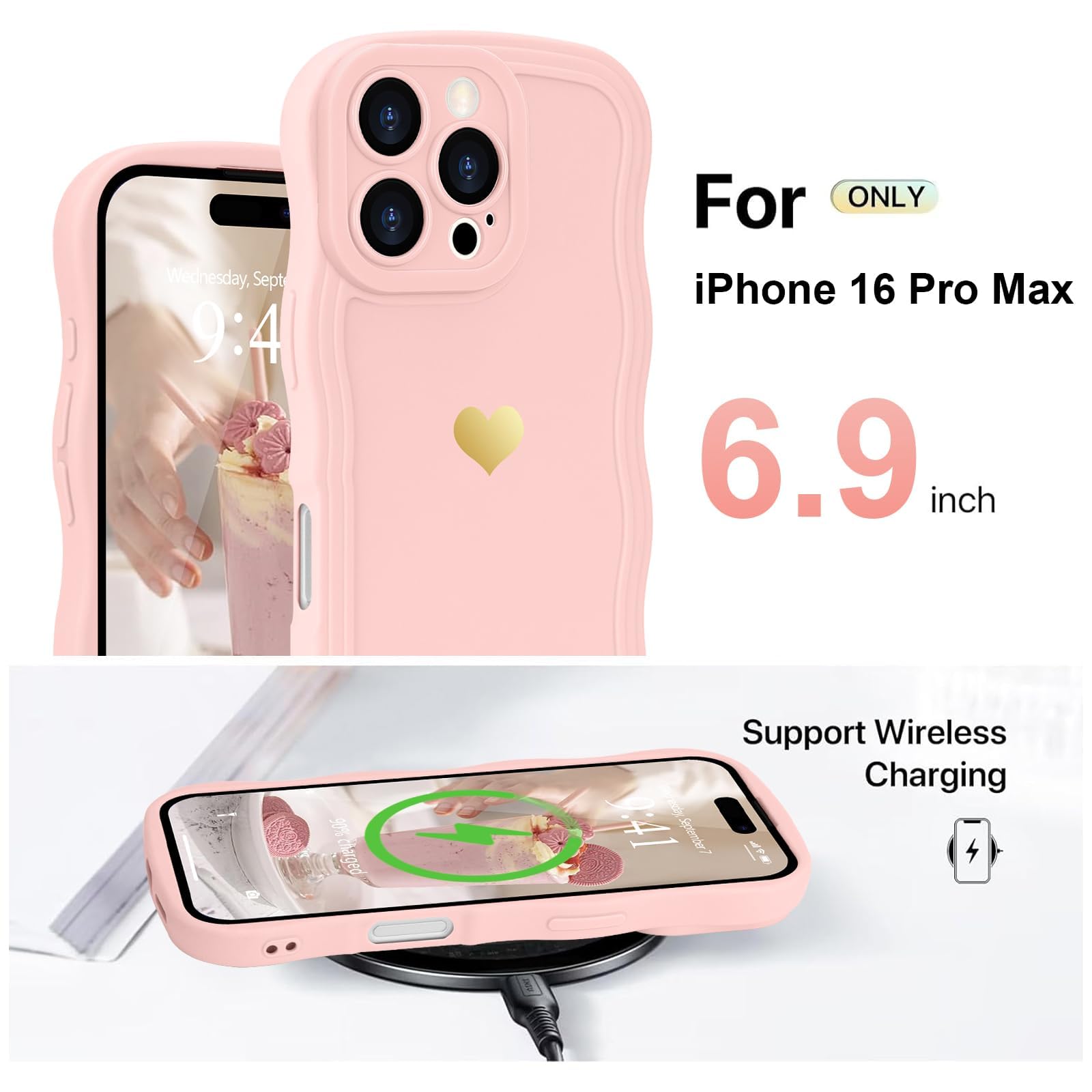 CUSTYPE ハート型ケースセット　16pro max Amazon.com: LAPOPNUT for iPhone 16 Pro Max Case Cute Heart