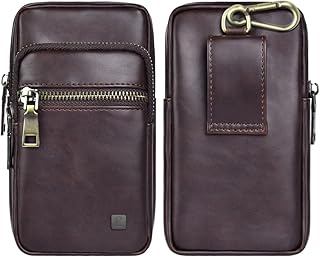 حقيبة خصر جلدية فاخرة للرجال من Next Store تتميز بسعة كبيرة – حقيبة متعددة الطبقات للهاتف المحمول مع قفل مغناطيسي ومشبك معدني متين, مثالية للاستخدامات المتنوعة,حماية فائقة (بني)
