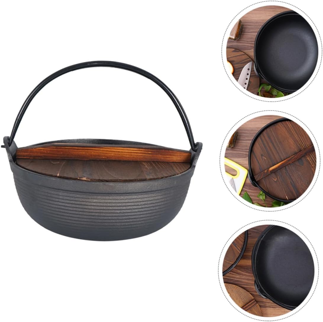 VICASKY 1set Outdoor Cast Soup Pot for Camping Cooking Non-stick Heavy-duty Cookware for Stewing and Boiling for Outdoor Cooking and Picnics