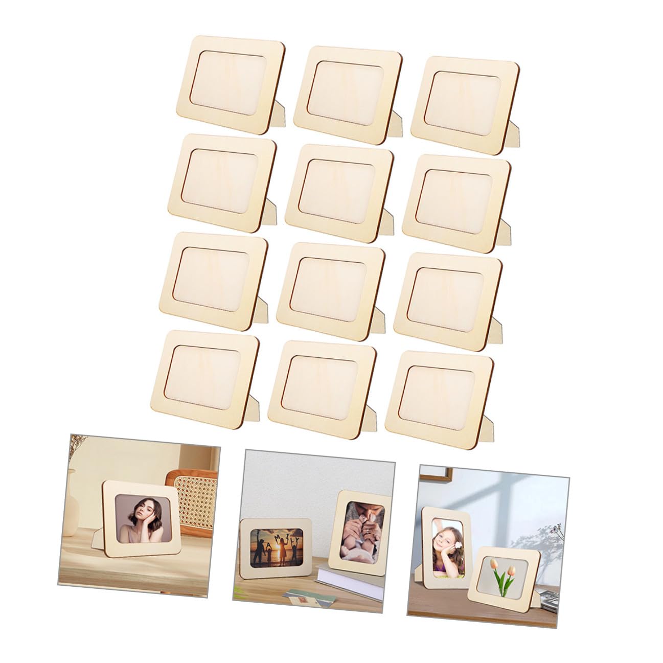 BESPORTBLE Cornice per Foto da Tavolo in Legno Fai da Te Set da 12 Pezzi 6 Pollici Cornice Portafoto Decorativa per Casa e Camera da Letto