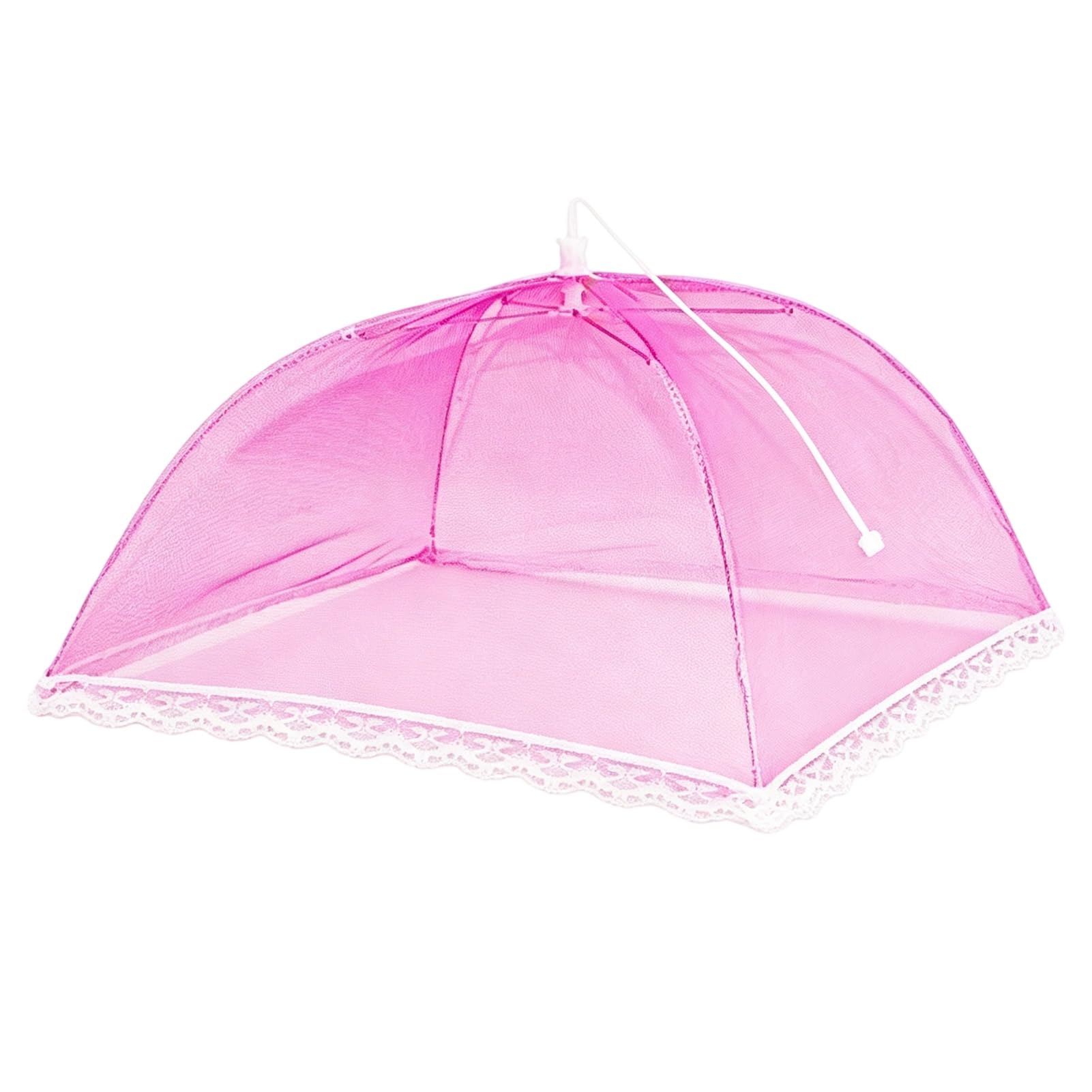 Pop-Up-Netz-Lebensmittelabdeckung, faltbarer Netzschutz für Grillabende im | Strapazierfähiges Nylon-Netz, Pop-Up-Design, passend für Teller, ideal für Picknicks, Rosenrot, XL