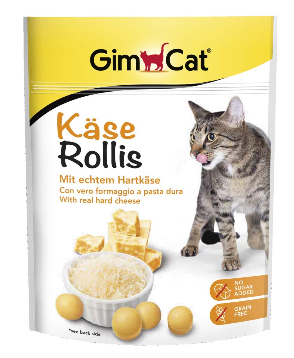 GimCat Rollis, comprimidos de queso - Snack para gatos rico en vitaminas sin cereales con auténtico queso duro - Pack de 6 unidades (6 x 140 g)