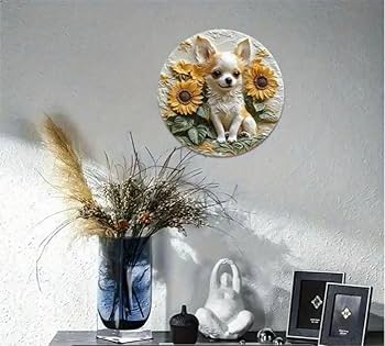 Amazon.co.jp: チワワ 向日葵 可愛い 犬雑貨 ブリキ パネル 看板