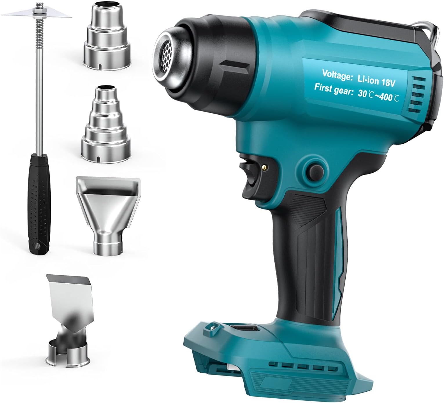 Cordless Heat Gun for makita 18V Battery (No Battery), Hot Air Gun with 4 Nozzles, Battery Heat Gun for Welding, Bending Pipes, Colour Removal