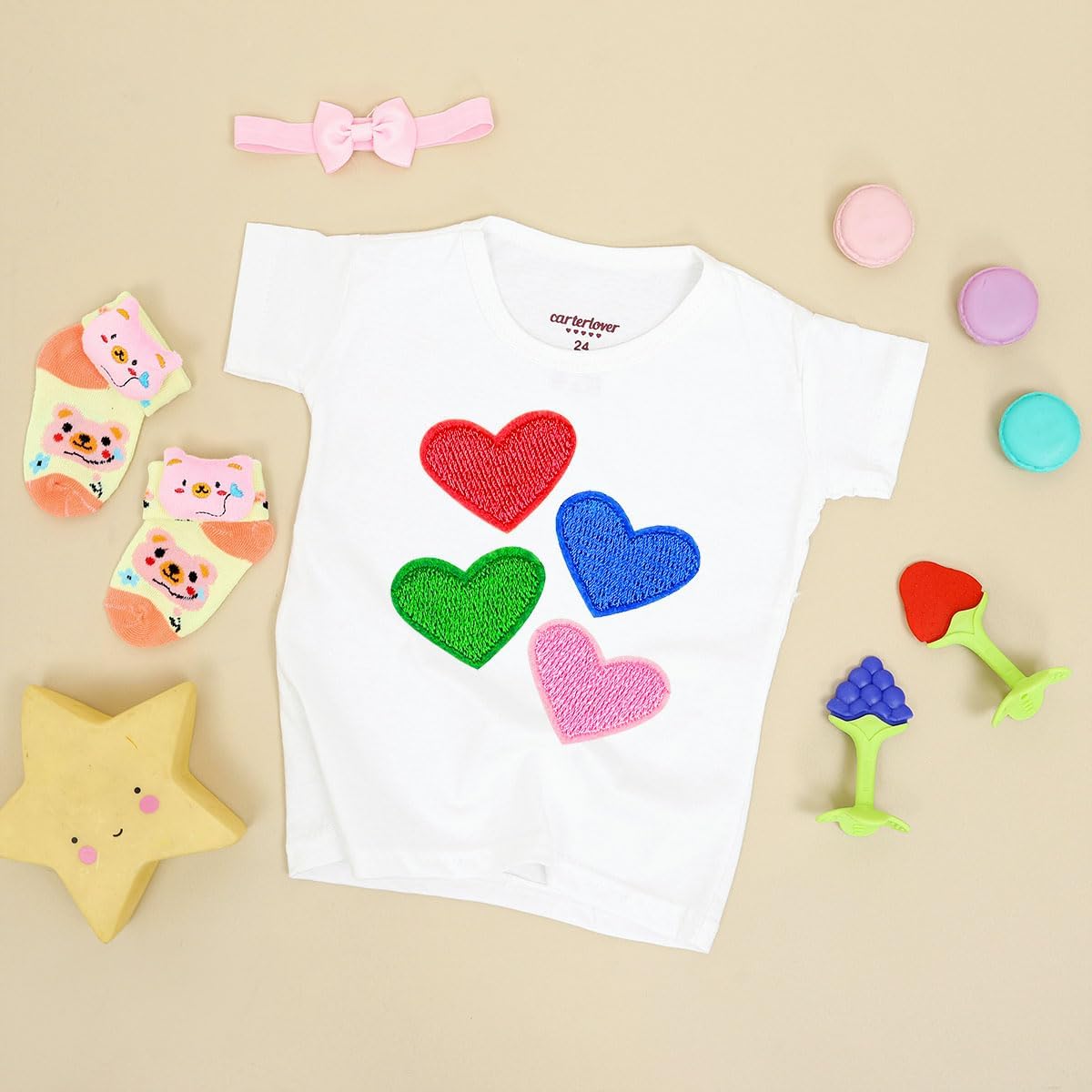 62 Pcs Colorful Embroidered Iron On Heart Patches, Sew/Iron On Heart Applique Patch, for Clothes Hats Jeans Backpacks Shoes DIY Repair Decoration