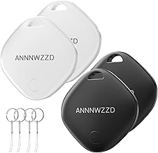 ANNNWZZD Paquete de 4 etiquetas de rastreador de aire que funcionan con Apple Find My APP (solo iOS) que te ayudan a rastrear tus llaves, cartera, equipaje, mochila, súper ligeras, vienen con 4
